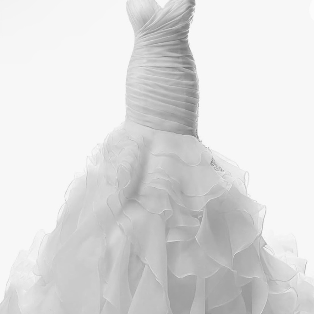 Ivory Strapless Ruffled Organza Wedding Gown